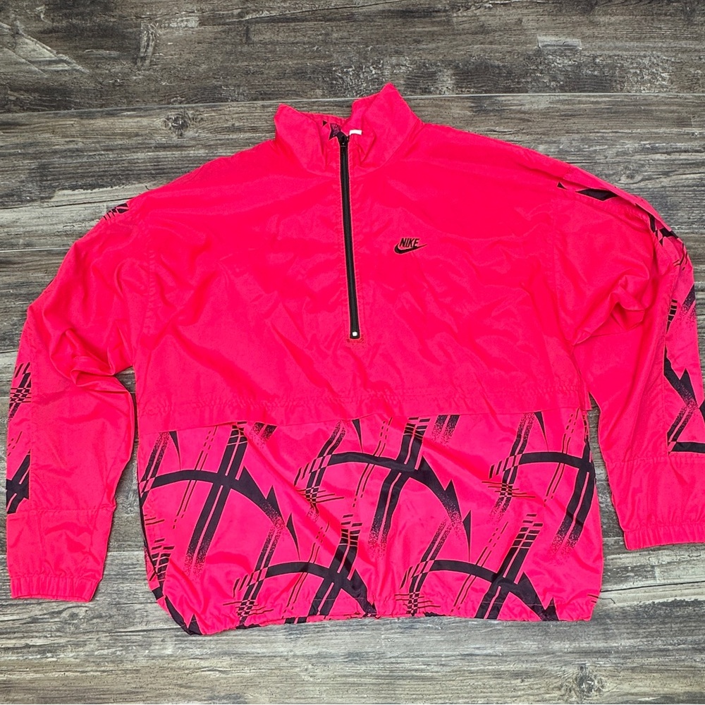 Vintage Nike 90s Neon Pink Half Zip Windbreaker Jacket XL GUC